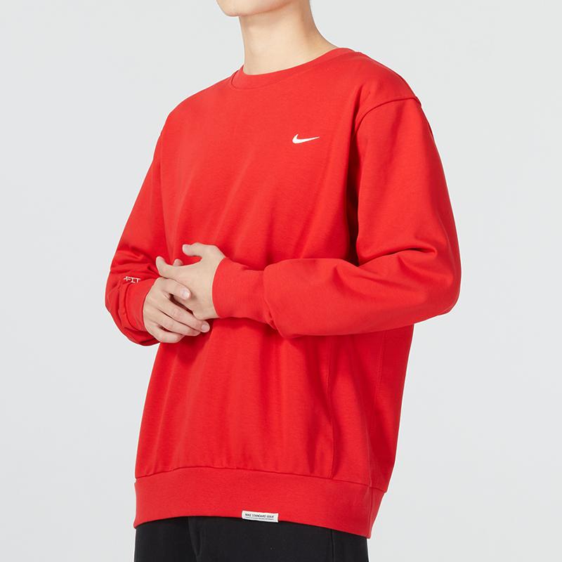 Nike Solid Color Logo Crew Neck Sweatshirt Men Tops Red DQ5821-657