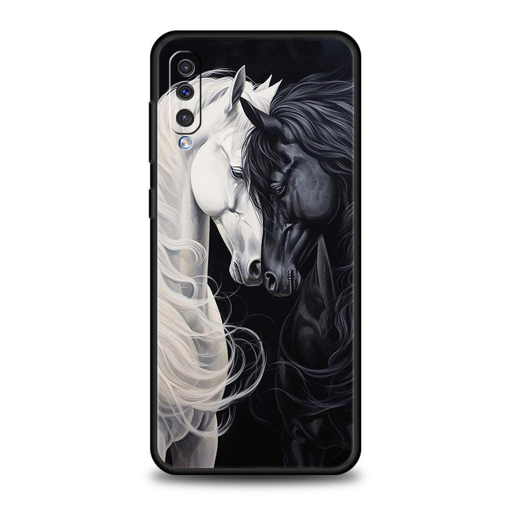 Phone Case For Samsung A56 A36 A26 A54 A52 A24 A14 A50 A70 A40 A06 A12 A22 A34 A42 A32 5G A04s A16 Cover White Horses Galloping