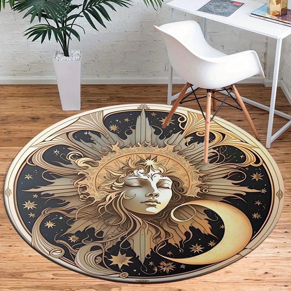 

1pc Retro 3416342495 Pattern Round Floor Mat, Non-slip for Living Room Bedroom Chair Carpets Home Decor Gifts, Home Decor Room Decor Outdoor 80cm by 80cm