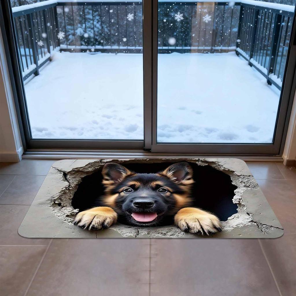 3D Carpet Squirrel And Dog Soft Non-Slip Quick Dry Mat 3D Optical Illusion Rug for Birthday Halloween Thanksgiving Home Holiday