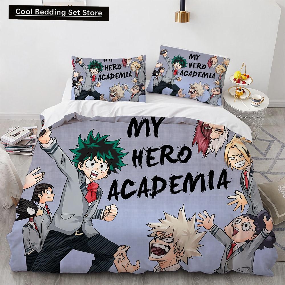 Nowy Anime My Hero Academy Pościel Zestaw Postacie Anime Poszewka na kołdrę 3D Cartoon Poliester Poszewka na kołdrę Queen King Size Dzieci Chłopcy