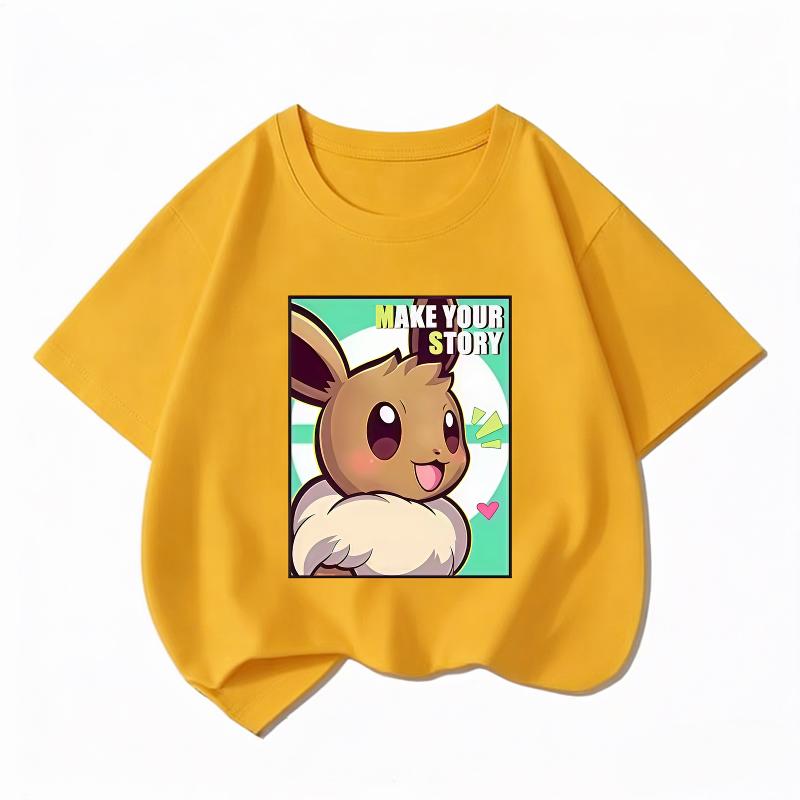 Potdemiel Summer New Pikachu Children's Pure Cotton T-Shirt, Boys and Girls Tops, Comfortable and Breathable Children's T-Shirt