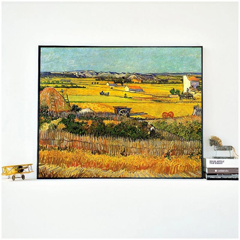 Żniwa w La Crau Van Gogha Krajobraz Obraz Olejny Reprodukcje na Płótnie Plakaty i Reprodukcje Obraz Ścienny do Salonu