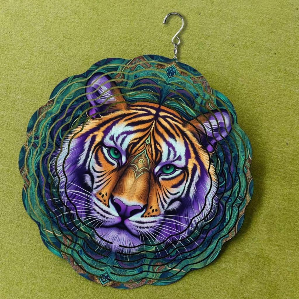 10-Inch Wind Chime with Vivid Animal and 2D Mandala Design, No External Power Needed - Colorful Outdoor Garden Decor