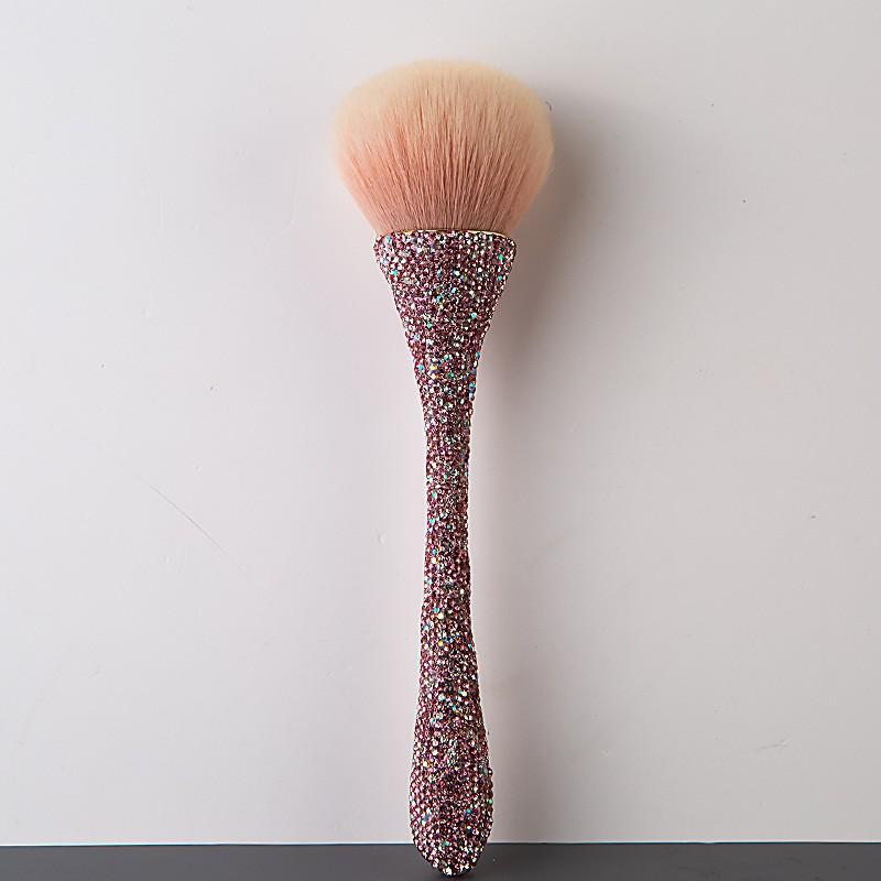 Diamond-Inlaid Handle Loose Powder Brush with High-Footed Cup for Blush & Makeup Setting