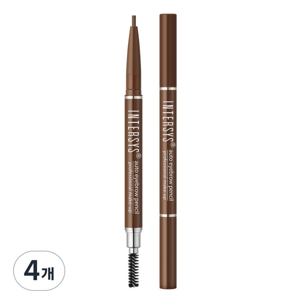 Intersys Auto Eyebrow Pencil, No. 2 Gray Brown, 4 pcs.