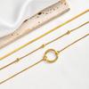 Stainless Steel Eternity Circle Pendant Triple Layer Chain Necklace for Women Architectural Necklace Waterproof Jewelry
