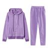 Women's Fashion Solid Color Pullover Casual Fresh Long Sleeve Hooded Sweatshirt Set