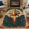 Retro Iron Spaceship Carpet for Living Room Bedroom Bedside Floor Mat Sofa Table Area Rugs Home Decor Large Size Machine Wash