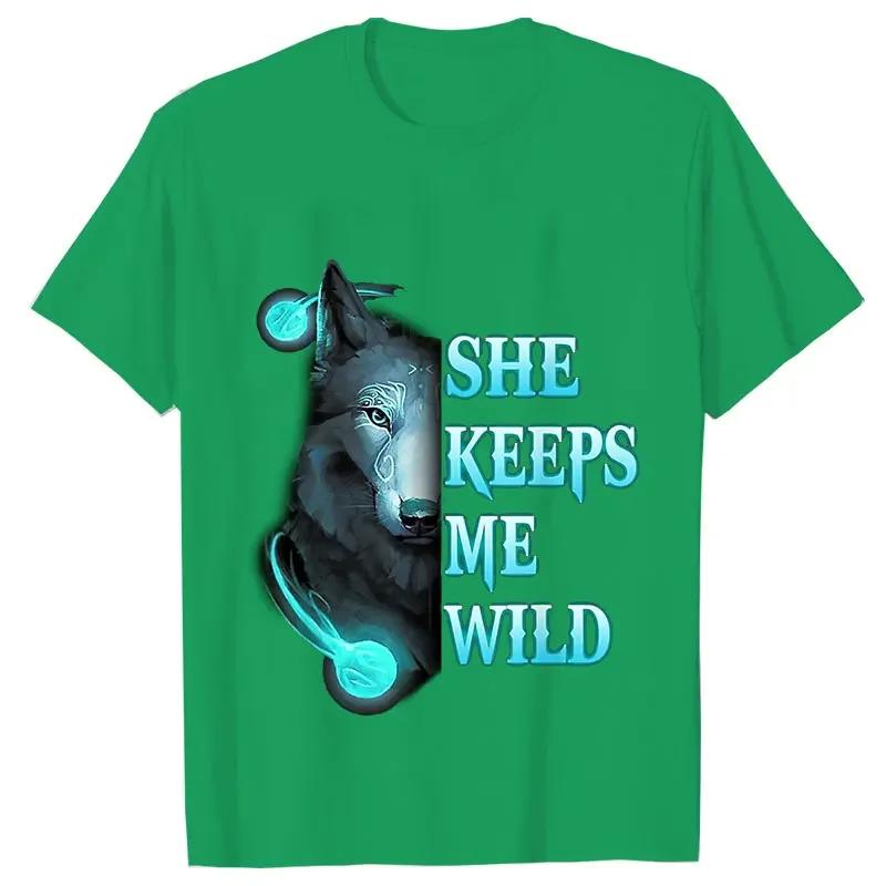 She Keeps Me Strong He Keeps Me Safe Couple Matching T Shirt Wolf Couple T Shirt Casual Black LOVER Shirt Tops Valentine Shirts