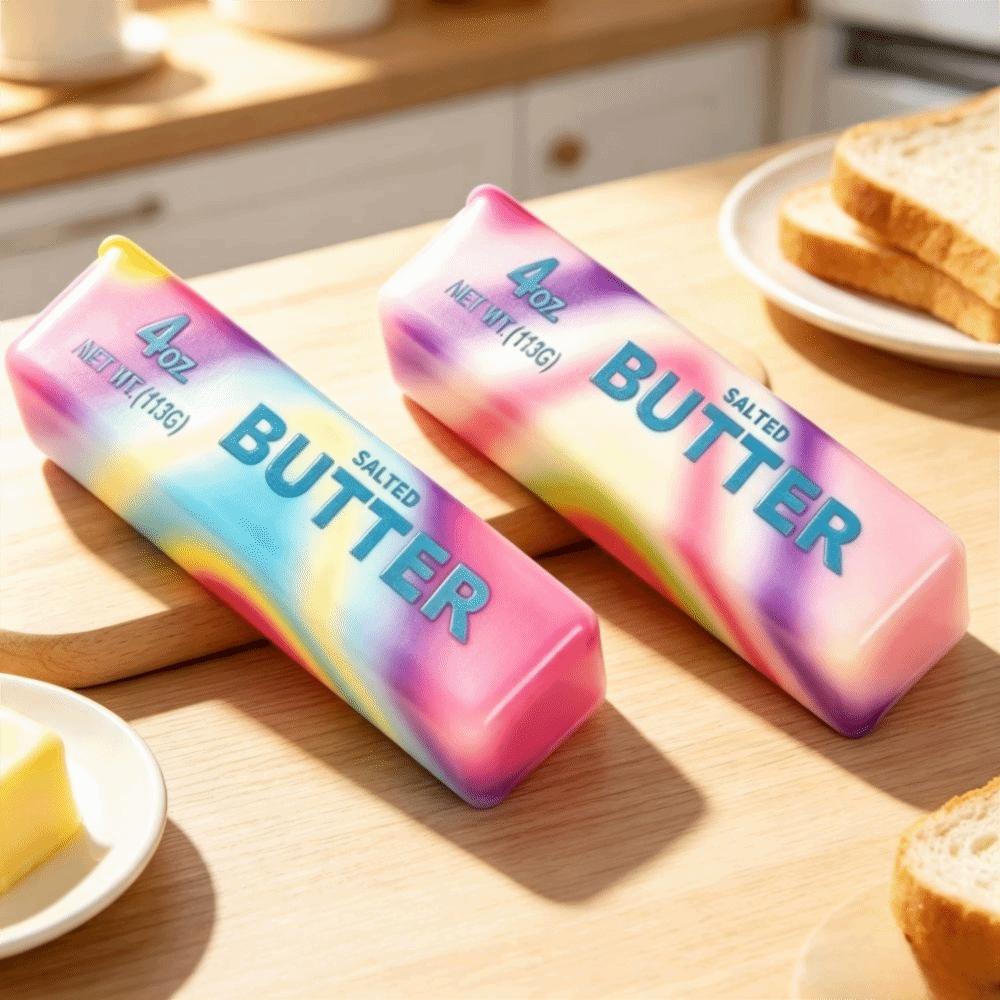 Slow Rising Butter Stick Squishy Toy Ranbow Color Butter Stick Fidget Toy Pressure Reduce