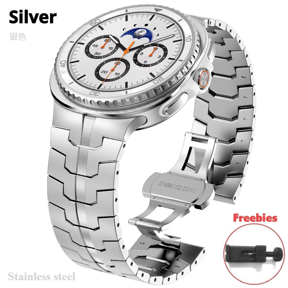 

Ремешок из нержавеющей стали для Samsung Galaxy Watch 8 Classic 46 мм мужской металлический браслет для SAMSUNG Galaxy Watch 8 44 мм 40 мм Galaxy 8 44mm 40mm серебряный