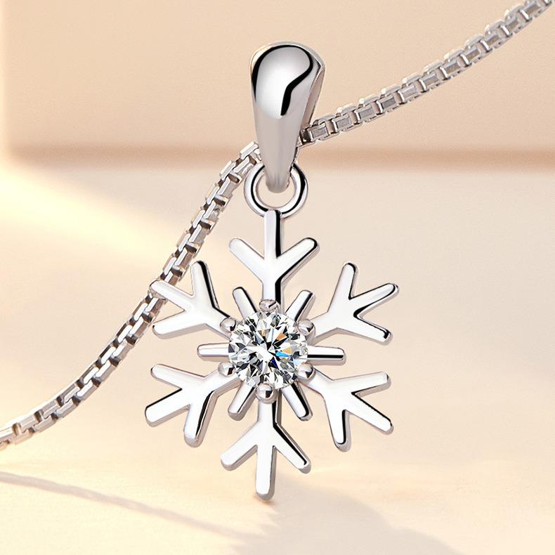 Elegante Damen Schneeflocken Anhänger Halskette - Leichtes Luxusdesign, Weihnachtsgeschenk 2022 Schlüsselbeinkette.
