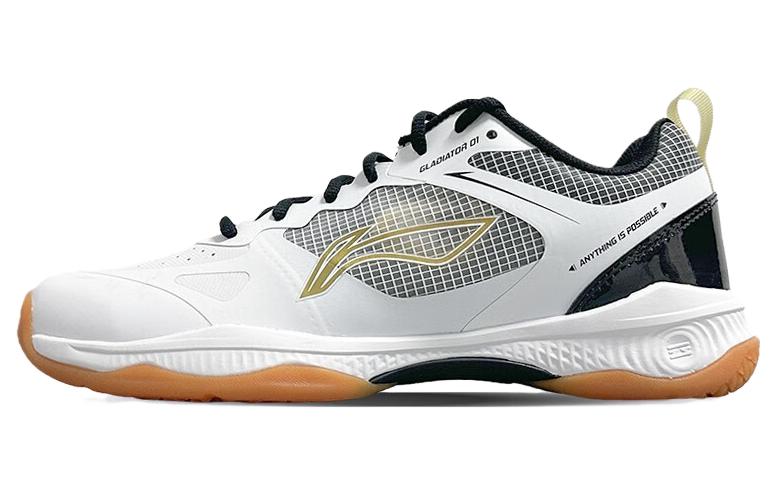 Li Ning Gladiator Удобные Нескользящие Износостойкие Низкие Бадминтонные Кроссовки Унисекс Белый Черный AYZT011-3 41