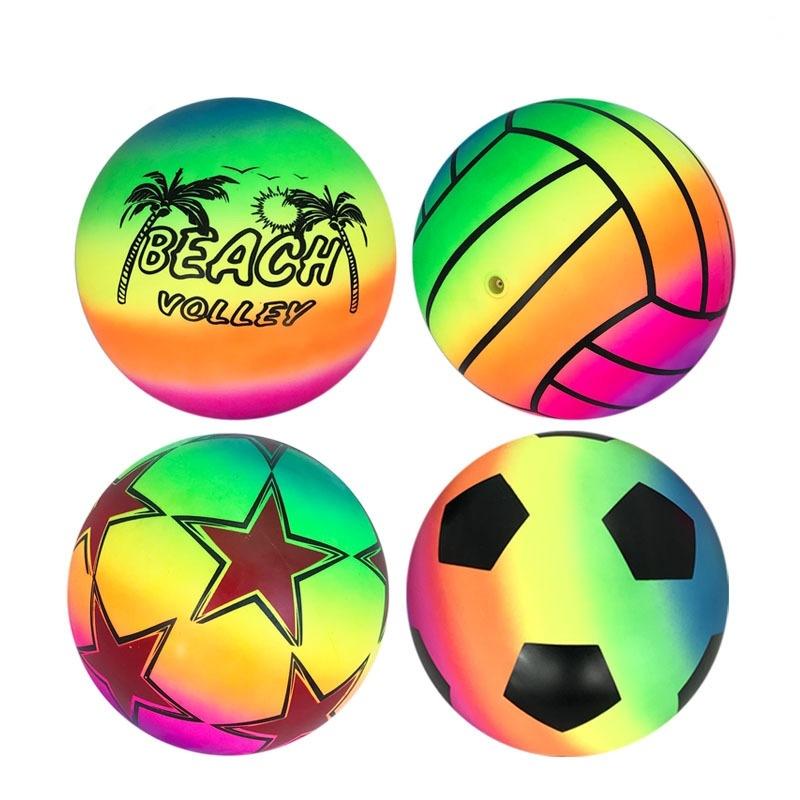 Environmentally Friendly Rainbow Ball Toys Children'S Party Gifts Indoor And Outdoor Game Sports Soft And Elastic Leather Ball
