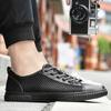 Fashion Spring Casual Men's Shoe Series Features Split Leather and Breathable Cushioned Shoes with Mesh, Sizes 37-46