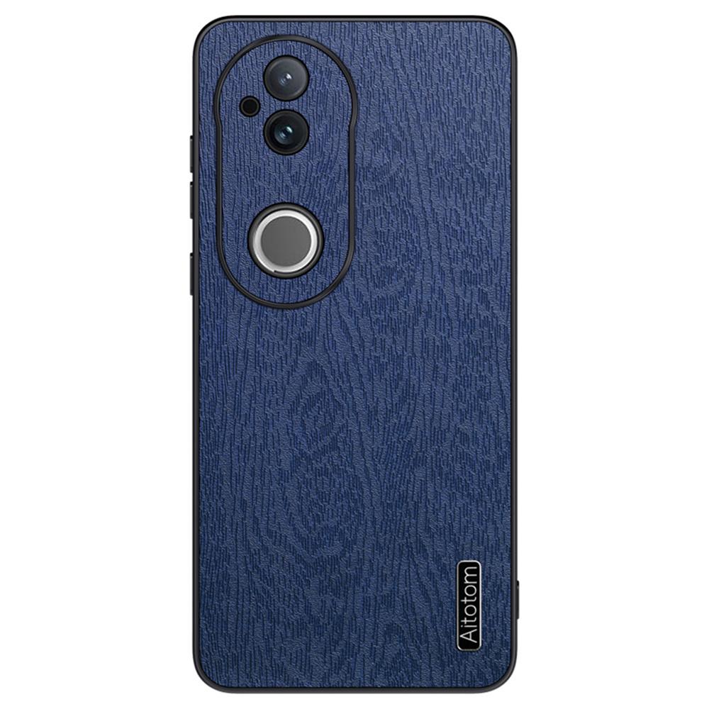 

For vivo S20 5G Case Wood Texture PU Leather Coated PC TPU Phone Cover Blue