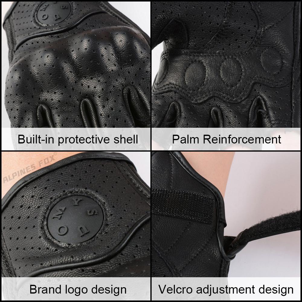 Summer Vintage Leather Motorcycle Half Finger Gloves