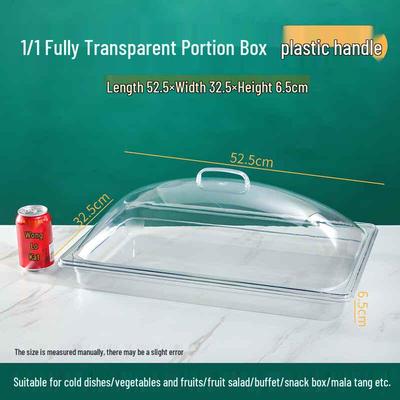 Plateau de présentation rectangulaire alimentaire en acrylique Wuhe avec couvercle en arc
