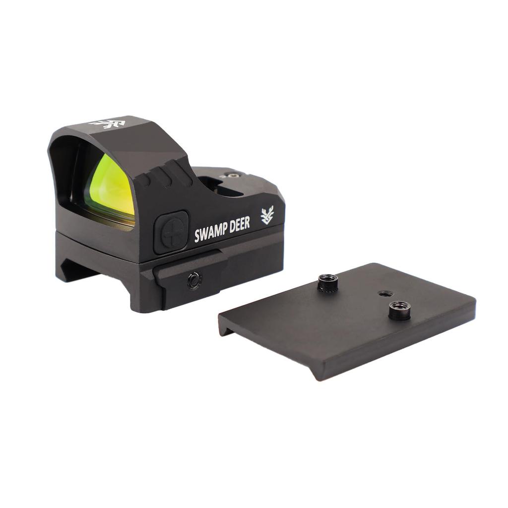 SWAMP DEER OPTICS EQC1x24 Mini Dot Sight, Open Dot Sight, Impact Resistant Up To 2000g, Includes Two Mount Adapters (Black)