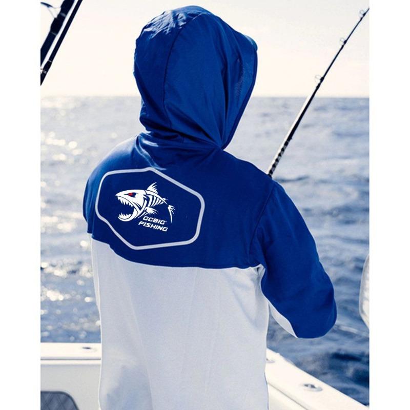 Gradient Green‑Yellow Skeleton Fish Men Fishing Hooded Shirt Built‑in Face Cover Sun Protection Quick‑Dry Long Sleeve Tops