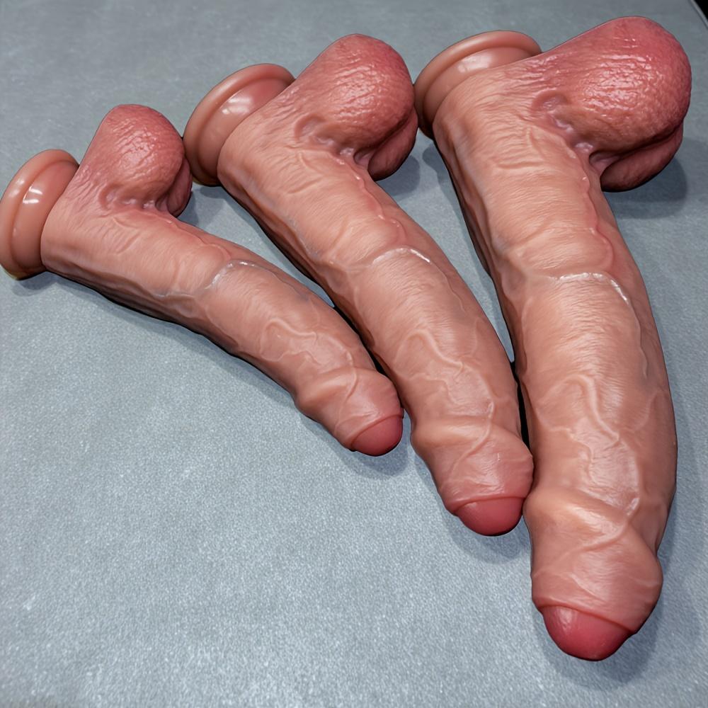 10.62-Inch Realistic Foreskin Dildo, Soft Liquid Silicone Penis with Natural Curve, Lifelike Veins, Strong Suction Cup, Anal & G-Spot Adult Toy