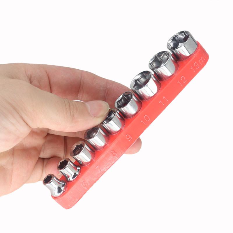 1set/9pcs 1/4 Xiaofei Sleeve 9-piece Sleeve Combination Set Screwdriver Electric Drill Accessories 5-13MM Micro-repair Multi-function