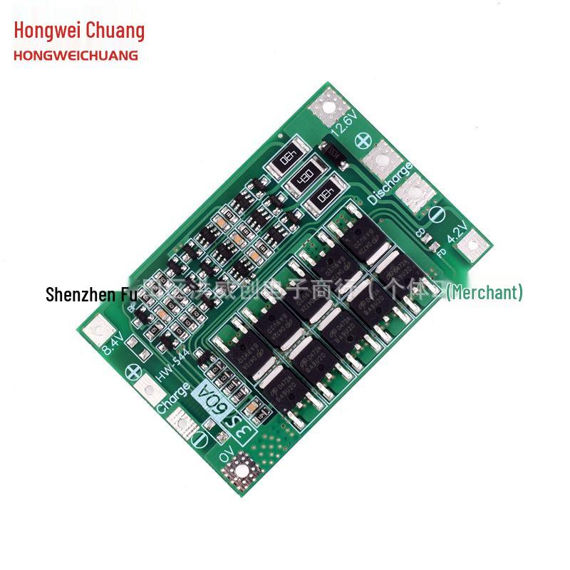 3-String 11.1V/12.6V 18650 Lithium Battery Protection Board with 60A Balanced Current Port