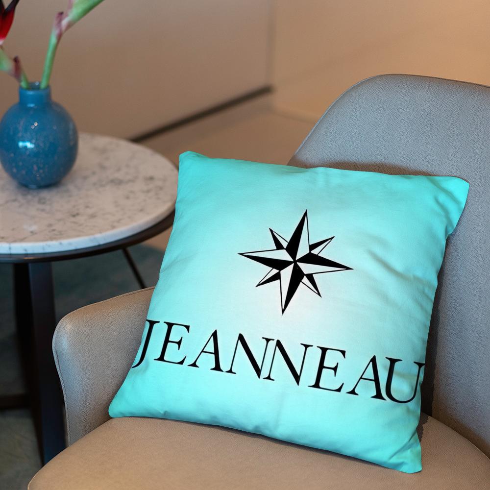 J-JEANNEAU logo Cushion Cover 2-in-1 Reversible Plush Pillow Cover | Car/Sofa/Bed | Perfect Gift