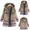 Plus Size Women Hooded Long Sleeve Vintage Ladies Fleece Thick Coats Zipper Coat