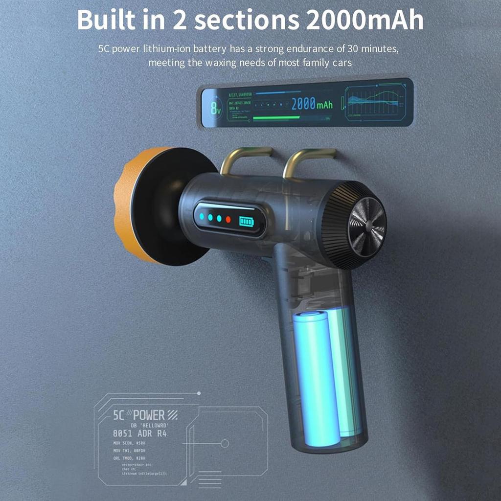 Rechargeable Wireless Car Polisher Portable Polishing Machine Auto Detailing Waxing Digital Display for Car Care Cleaning