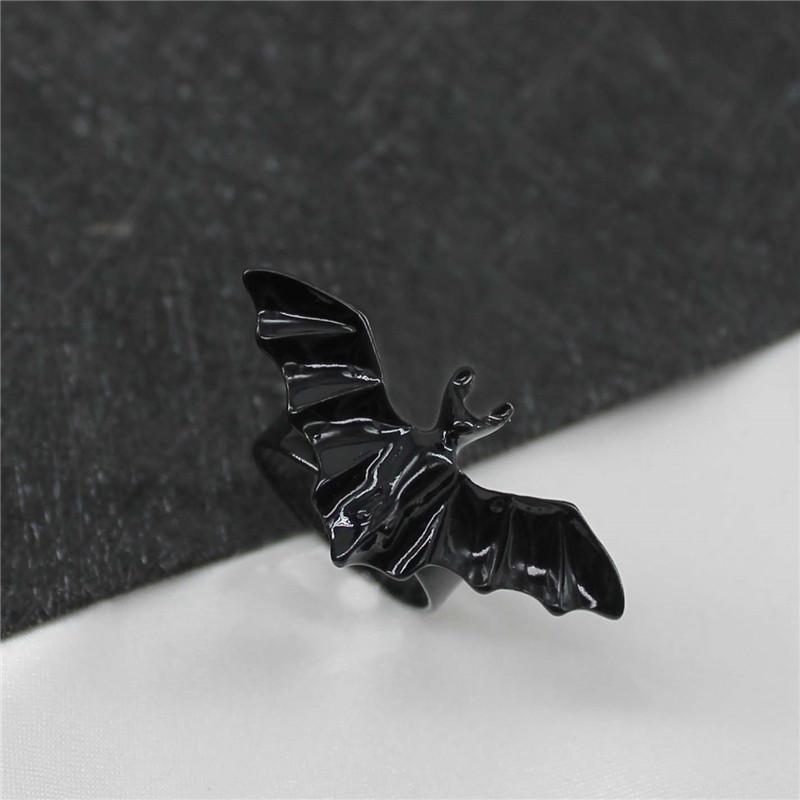 Gothic Dark Black Bat Rings For Women Halloween Metal Open Finger Rings Fashion Party Accesories Punk Jewelry Gifts