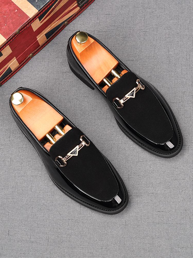 Fashion Men's Pointed Suede Leather Mixed Slip On Flats Shoes Male Designer Driving Loafers Homecoming Wedding Dress Zapatillas Hombre
