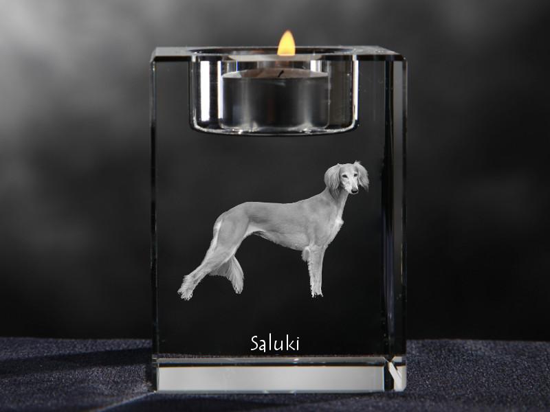 Saluki, Persian Greyhound, Arabian hound, Gazelle hound I – Candle holder with dog photo, crystal tealight holder | Art-Dog