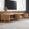 Mobile TV, mobile basso con anta strutturata, mobile TV, maniglie dorate e piedini dorati, 170 L x 35 P x 47,5 A (centimetro)