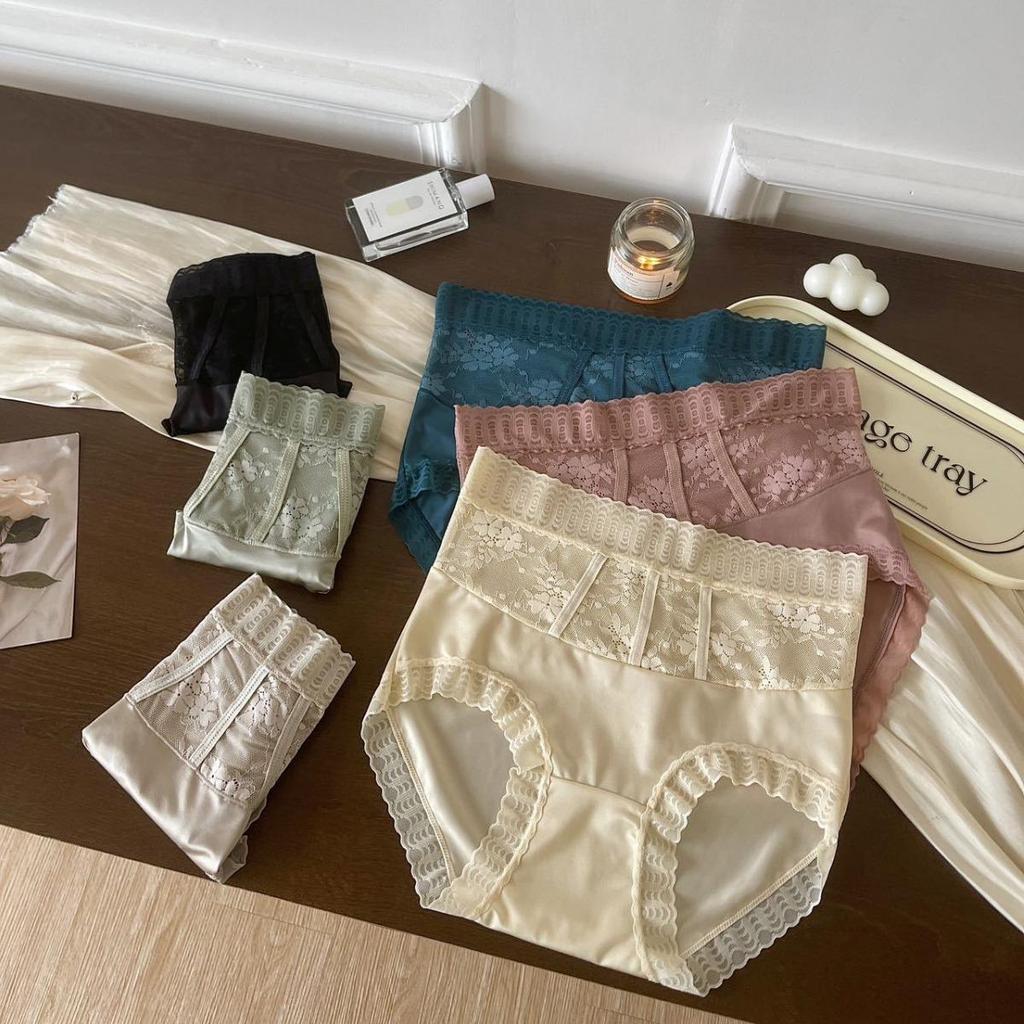 High-Waisted Lace Summer Panties for Women - Plus Size, Breathable Mulberry Silk Crotch, Sexy Thin Style