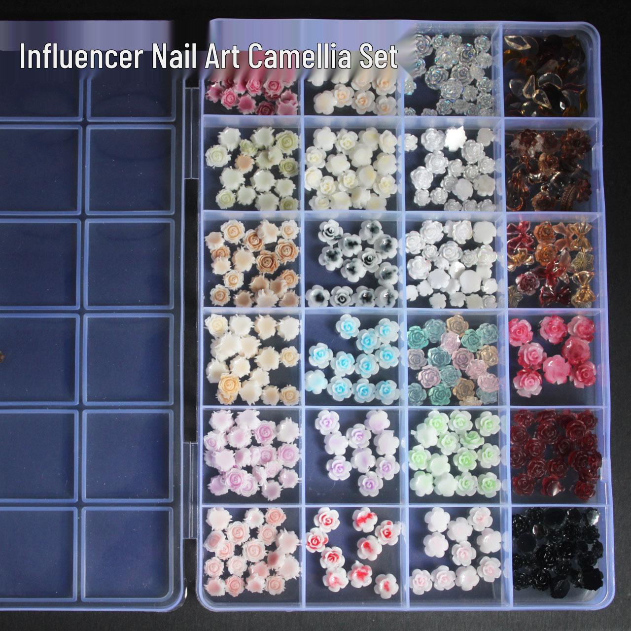 

24-Grid Vintage Resin Camellia Flower Nail Art Rhinestones