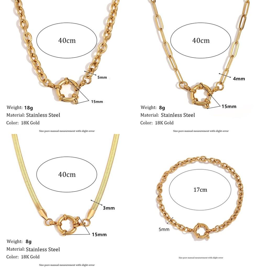 Elegant Fashion Spring Clasp Pendant Necklace In Lustrous 18k Gold Plated Stainless Steel