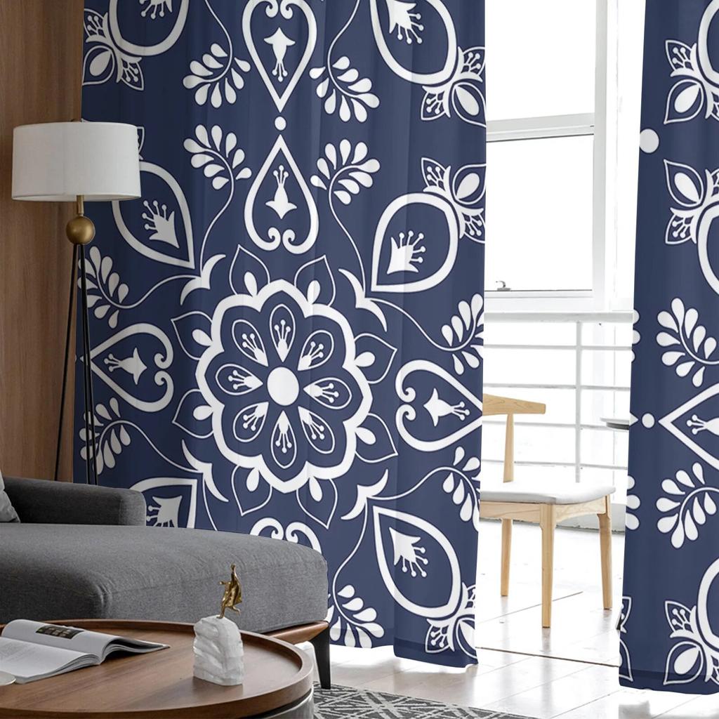 Flower Leaves Lines Bedroom Transparent Sheer Curtains Holiday Decoration Window Voile Tulle Curtain