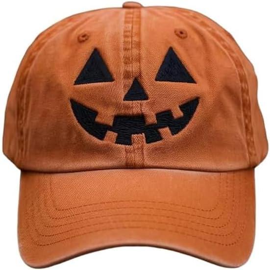 

Бейсболка Женская Мужская Хэллоуин Тыква Лицо Шляпа Осенний Стиль Вышитый Хлопок Регулируемая Кепка Сезона Страха оранжевый