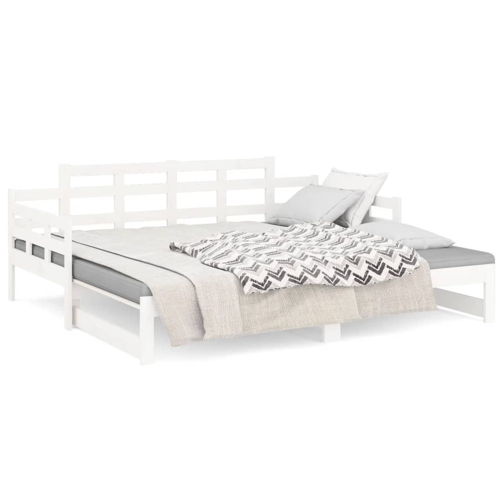 Extendable Daybed White Solid Pine Wood 2x(80x200) cm