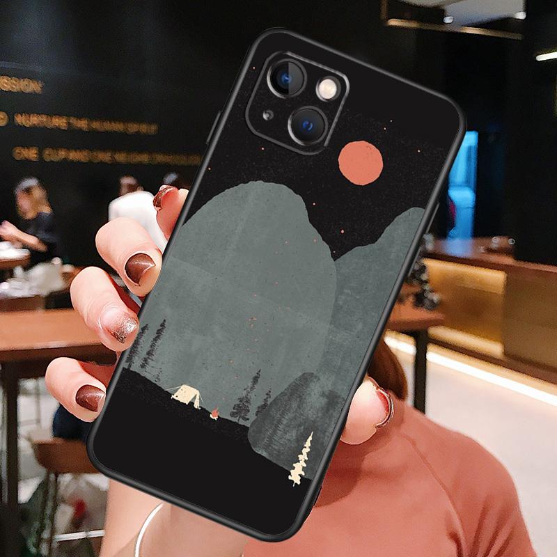 Camping Mountain Phone Case For iPhone 16 Pro Max 15 14 13 11 12 Pro Max Plus 12 13 Mini XR 16e Funda Cover