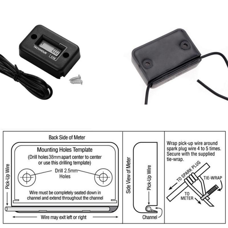 1 Pcs Waterproof Digital Hour Meter LCD Display Portable Engine Gauge Hour Meter For Motorcycle/Boat Engines Counter Hour Meter