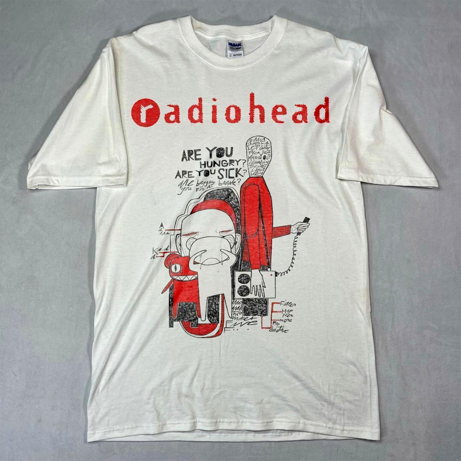 Vintage 90s Radiohead Rock Band Music White T-shirt Size S-5XL L