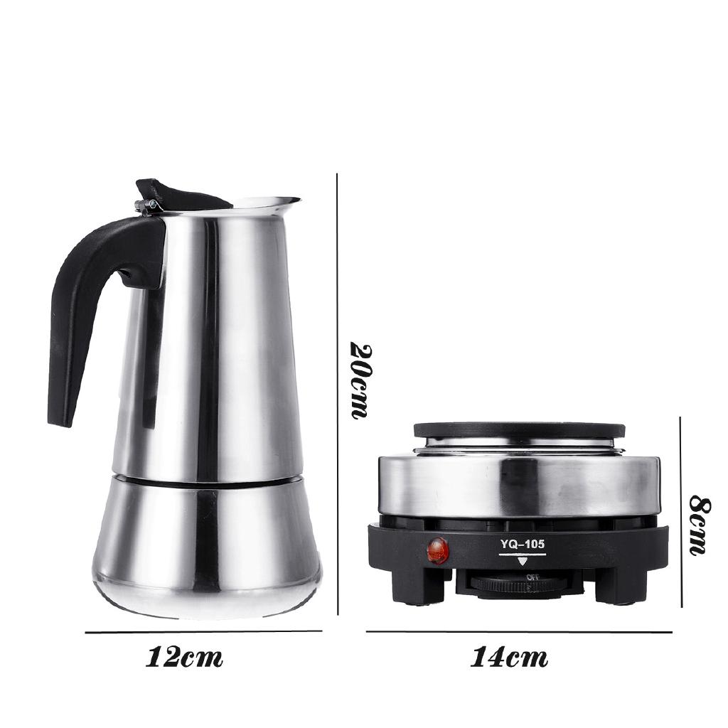 9 Cups 450ml Stainless Steel Moka Coffee Maker Pot Percolator + Stove