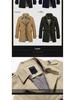 Men's Washed Cotton Fleece-Lined Mid-Length Trench Coat - Casual Autumn/Winter Outerwear