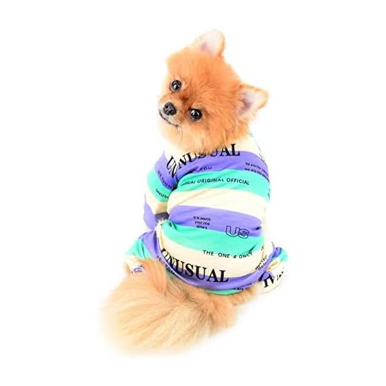 SMALLLEE_LUCKY_STORE Dog Clothes, Spring/Summer Coveralls, Border Pattern Rompers, Puppies, Small Dogs, Super Small Dogs, Colorful Striped Pajamas,