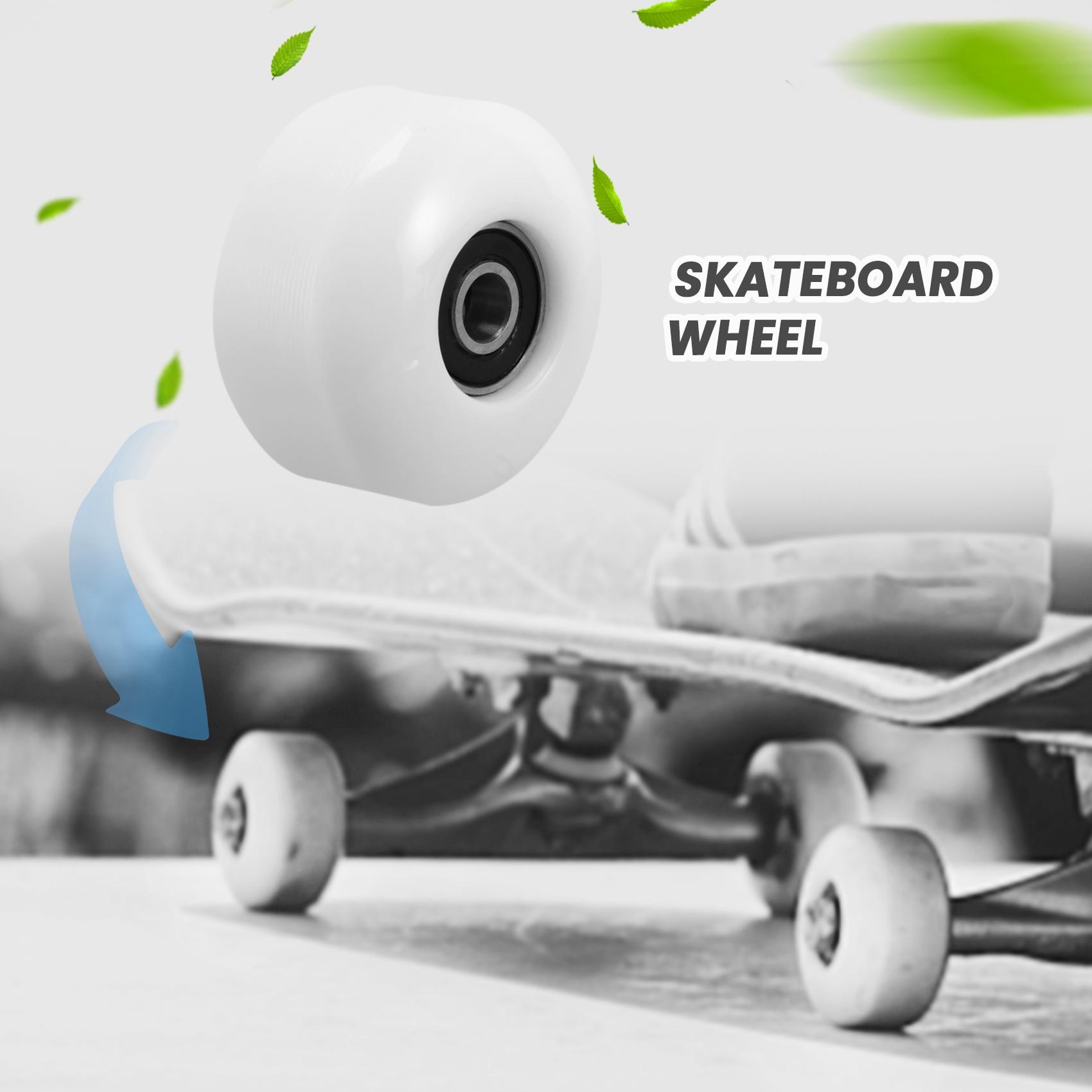 Skateboard Wheels with Bearings 52x30mm Street PU Wheels Skateboard Parts Cruiser Longboard Wheels (Set of 4) White NONE