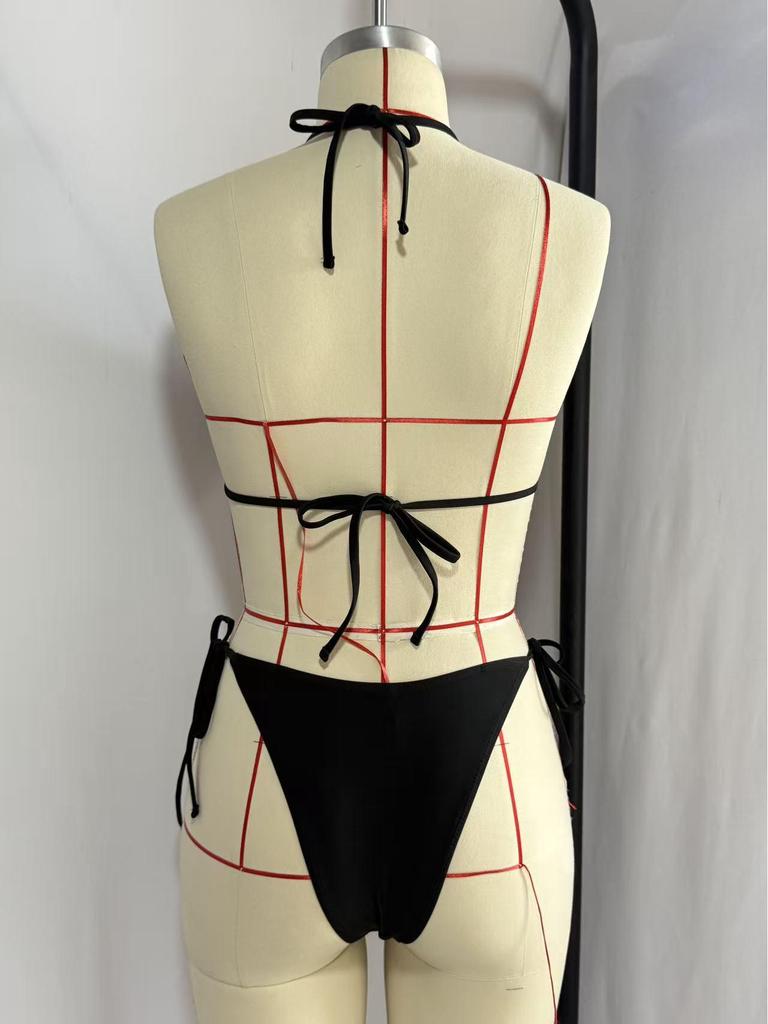 2026 Cross-Border European & American Lace Tie-Up Triangle Bikini Swimwear
