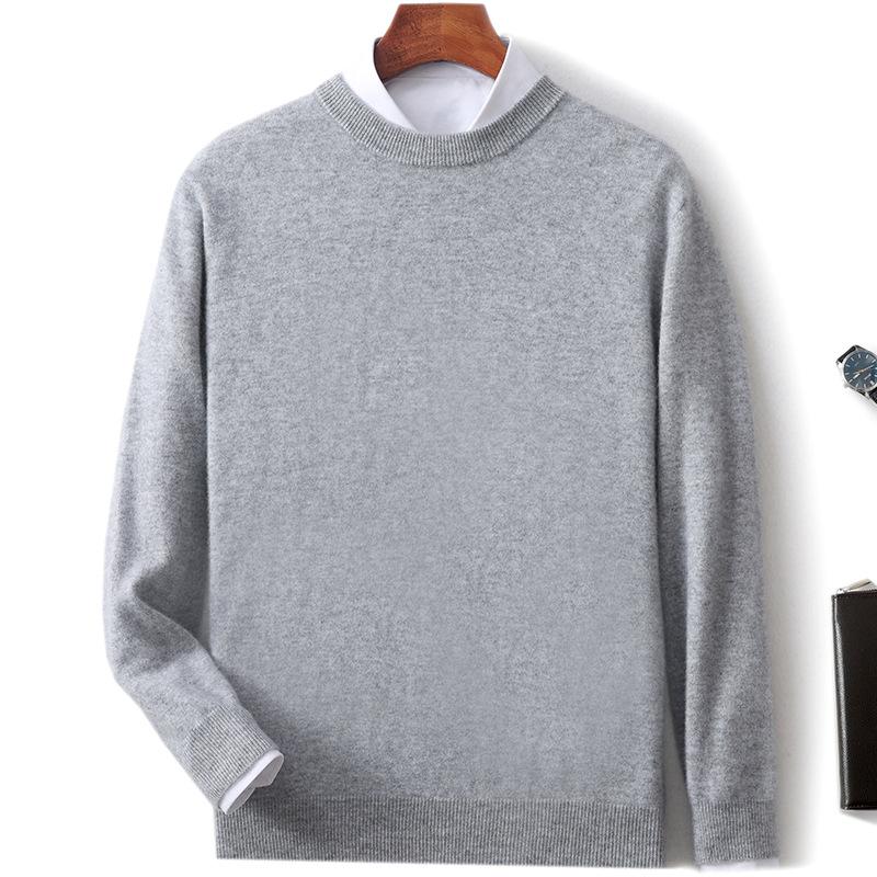 New Semi-turtleneck Cashmere Sweater Men's Thickened Sweater Solid Color Long-sleeved Wool Knitting